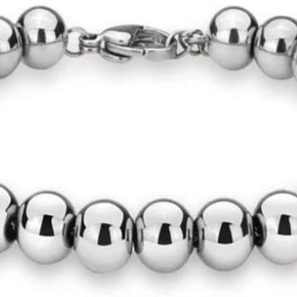 Sterling Silver Bead Ball Bracelet 6.58 Inch Adjustable